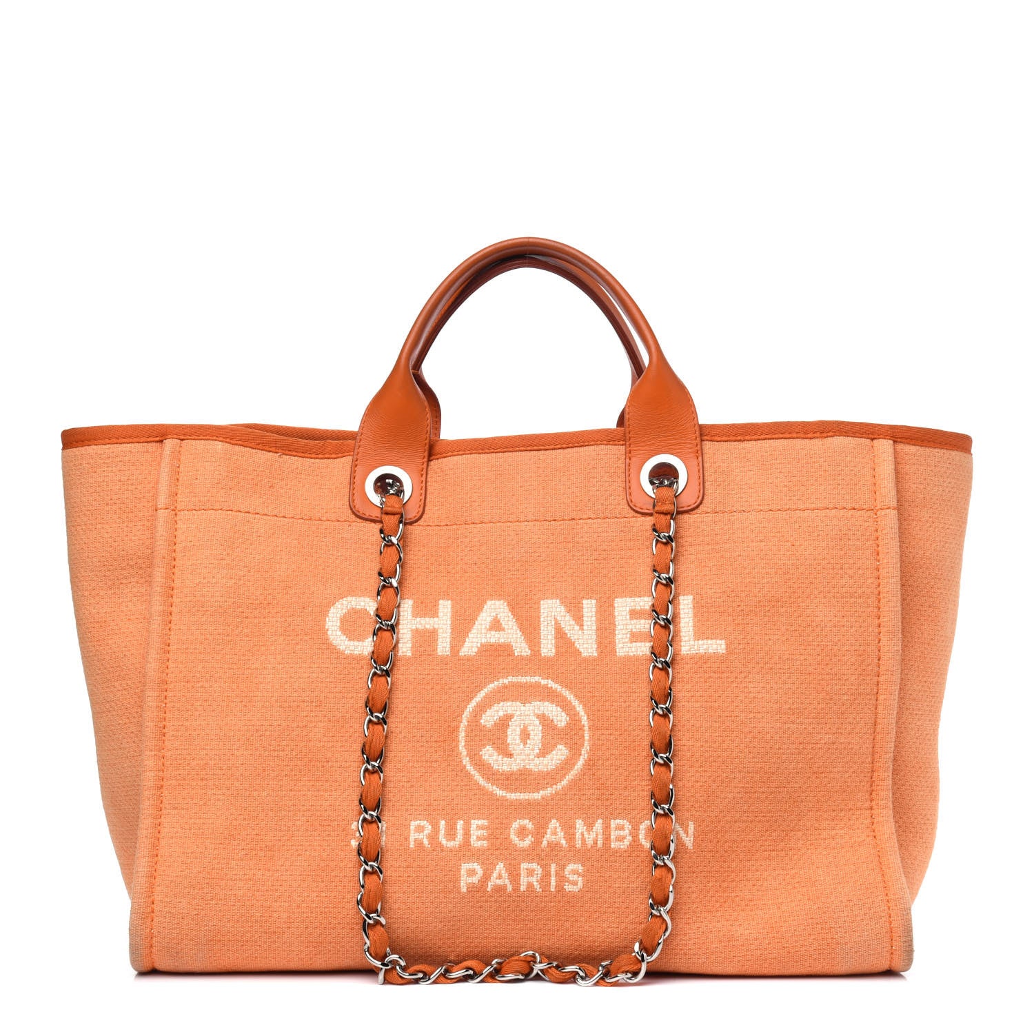 Chanel Canvas Medium Deauville Tote Orange 1 of 16