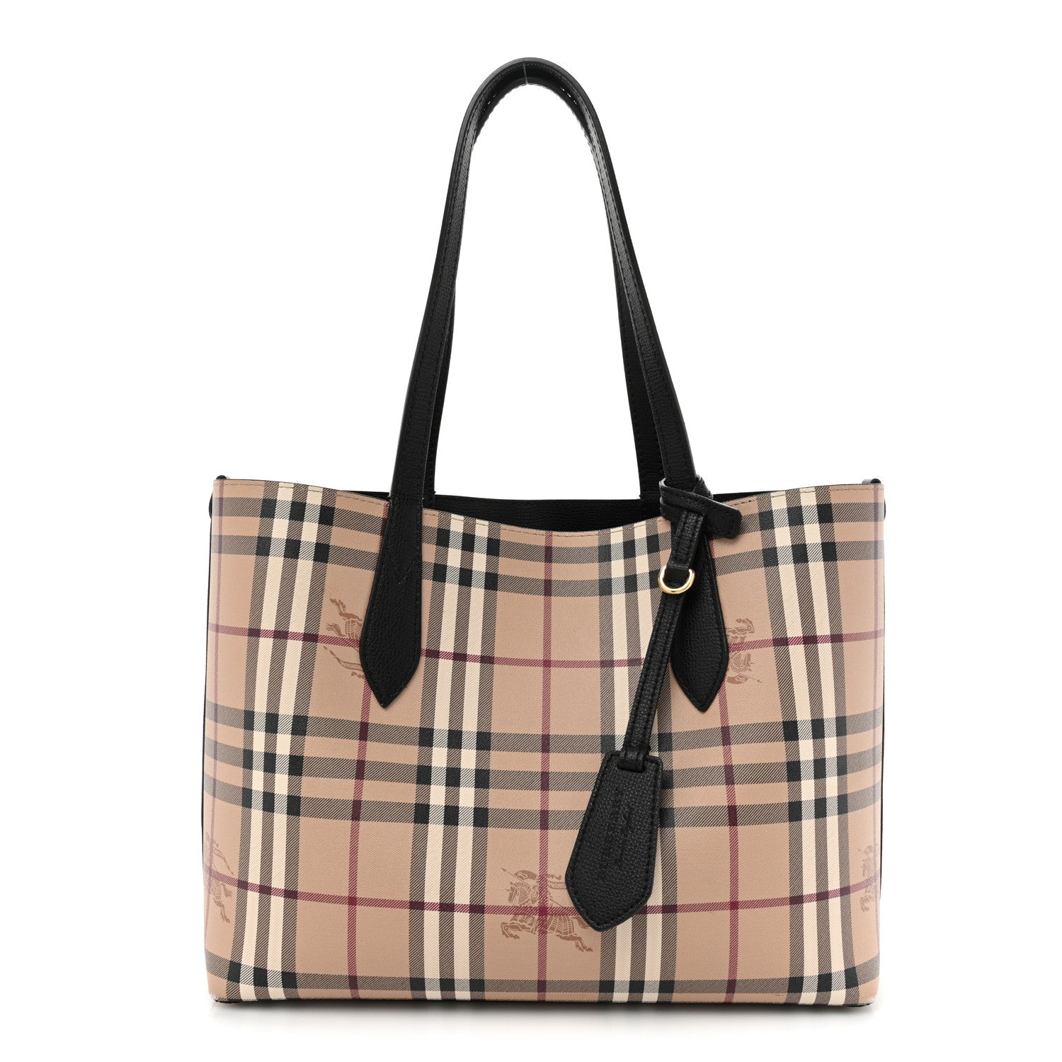 Burberry Grainy Calfskin Haymarket Check Small Reversible Tote Black 1 of 13