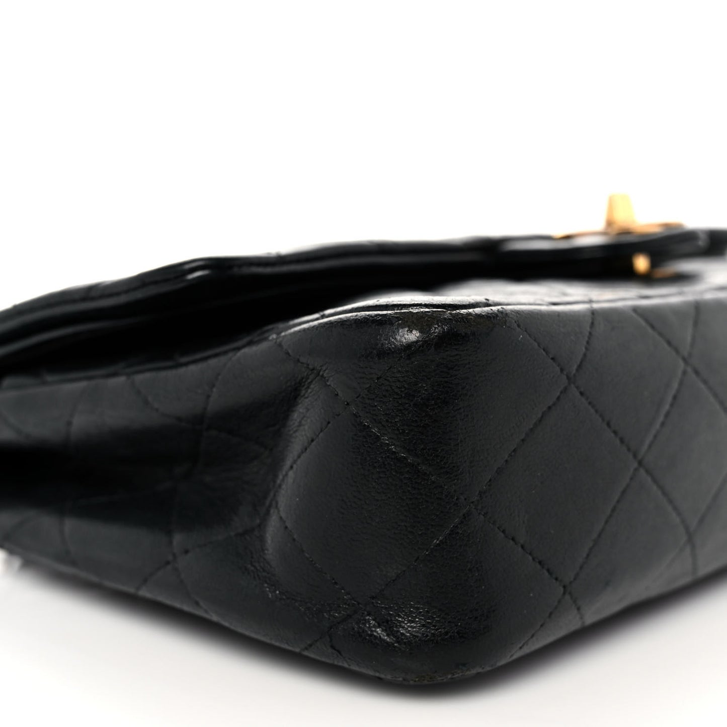 Lambskin Quilted Medium Double Flap Black