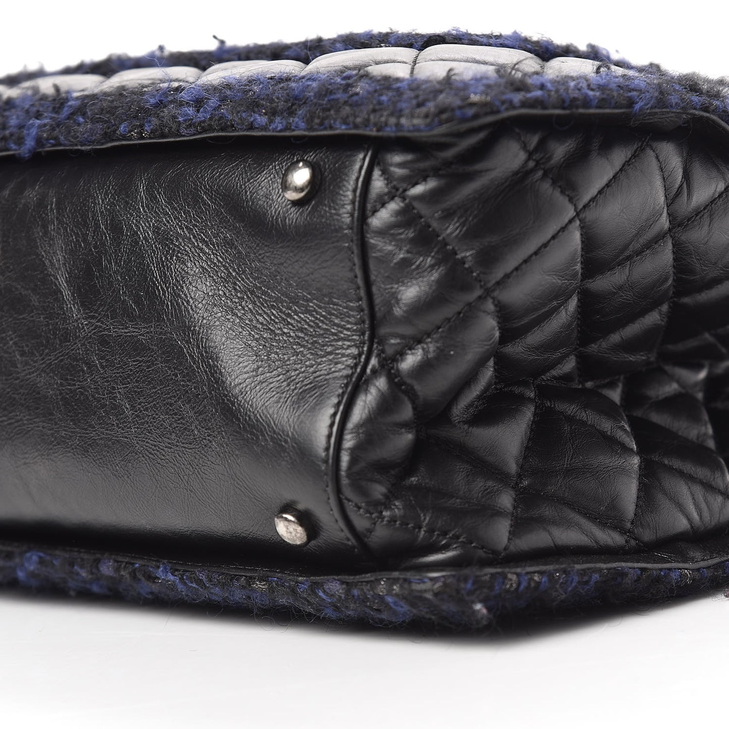 Aged Calfskin Quilted Tweed Large Secrets Tote Black