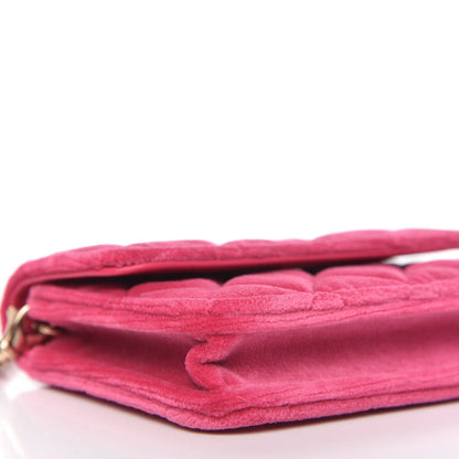 Chanel Velvet Quilted Pearl Crush Flap With Chain Pink 6 of 11