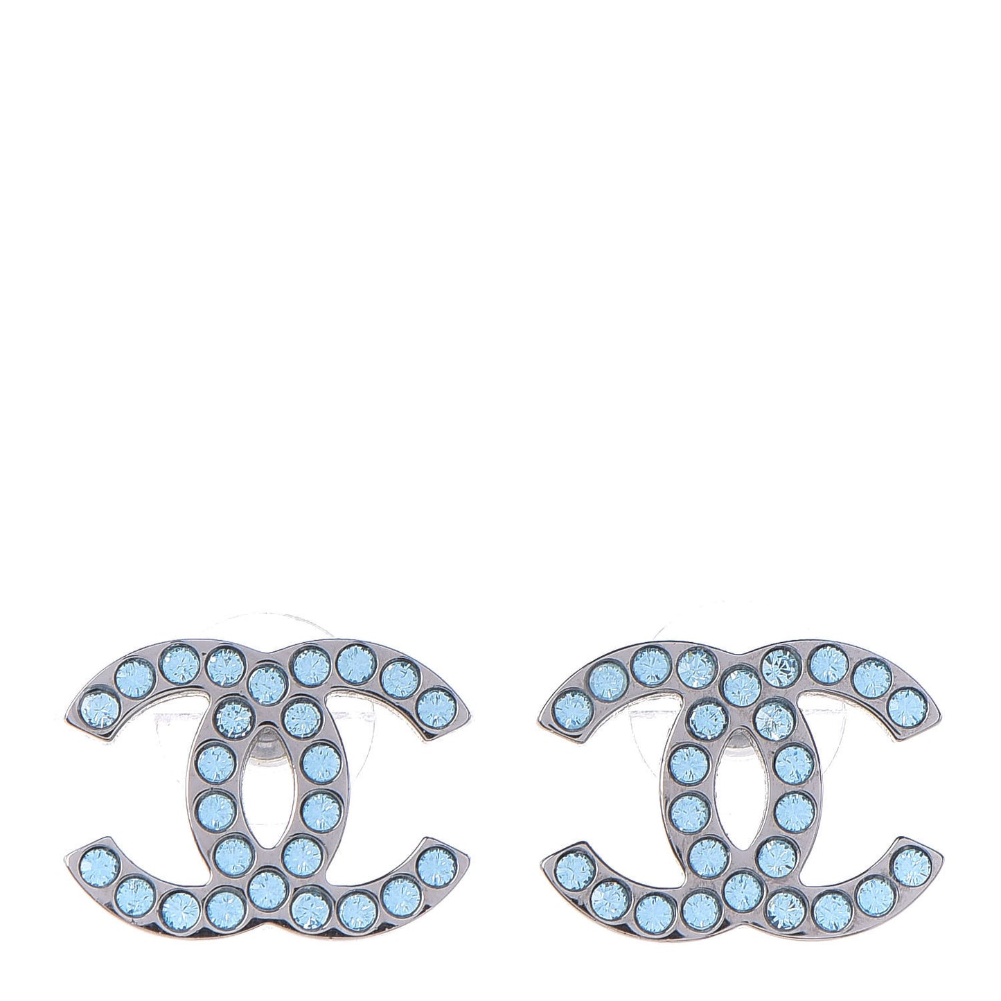 Crystal CC Earrings Silver Blue