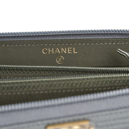 Chanel Caviar Quilted Boy Small Zip Around Wallet Grey 6 of 9