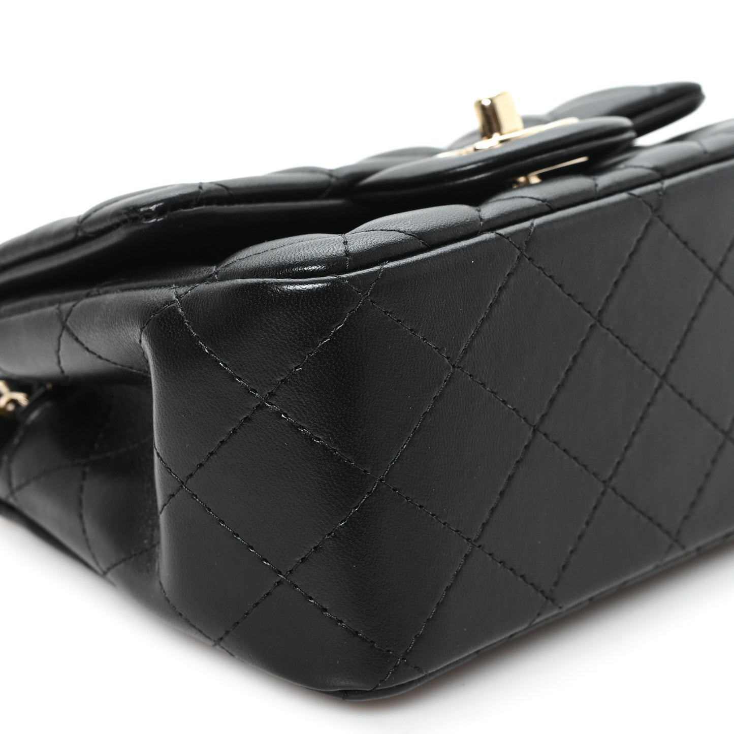 Lambskin Quilted Mini Square Flap Black
