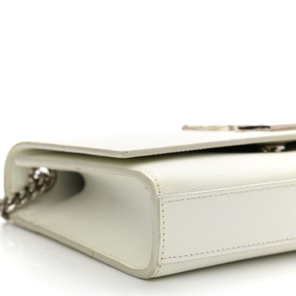 Saint Laurent Grain De Poudre Small Monogram Kate Satchel Icy White 7 of 10