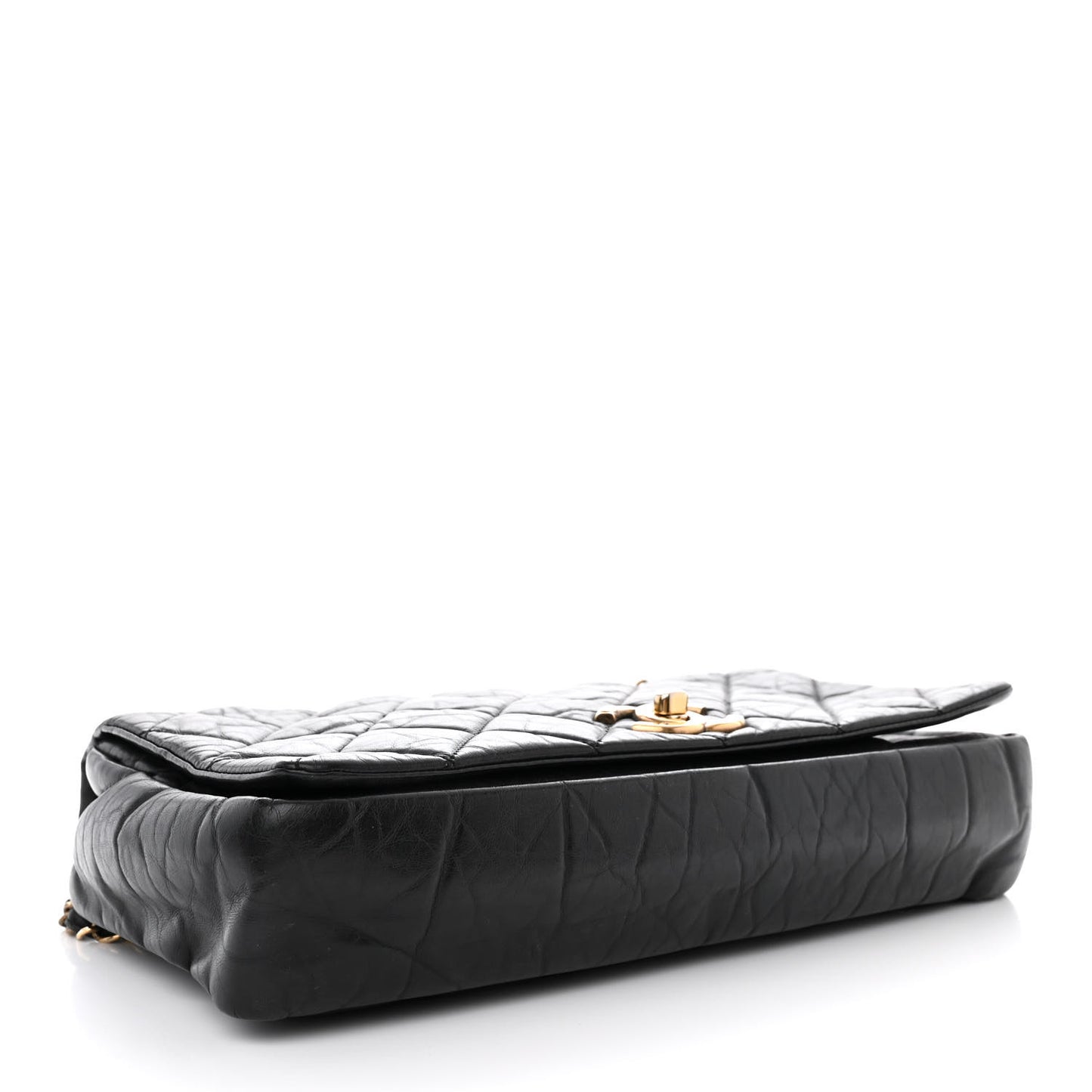 Aged Calfskin Quilted Medium Pondichery Flap Black