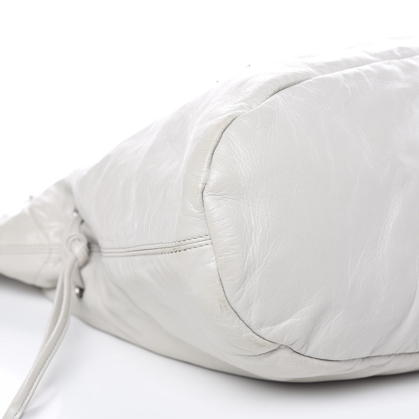 Tweed Lambskin Drawstring Tweedy Tote White