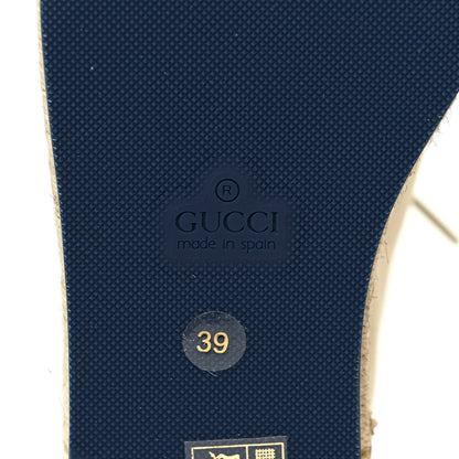 Gucci Canvas Logo Lace-Up Platform Espadrilles 39 Greggio Grege 6 of 8