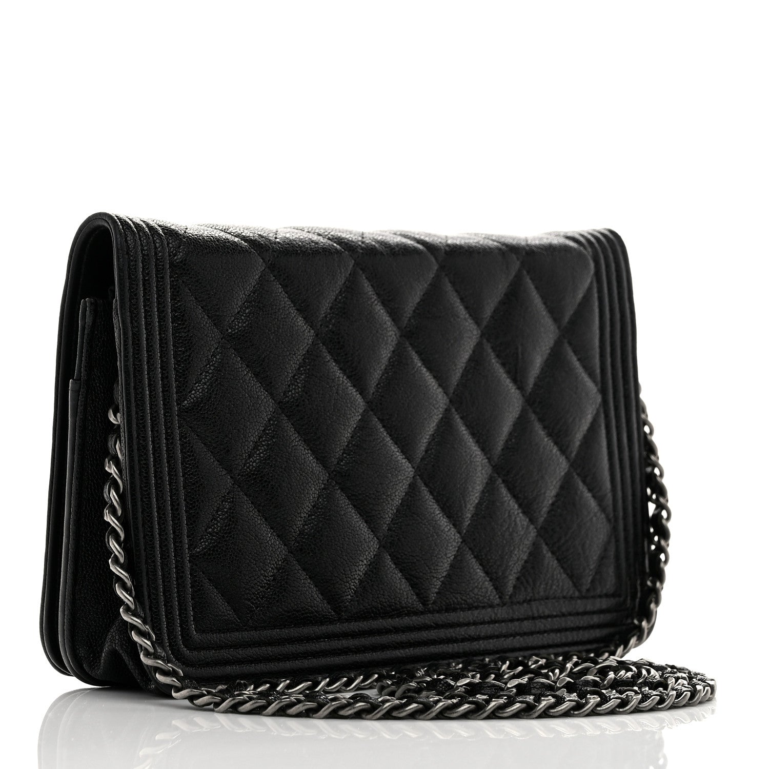 Chanel Caviar Quilted Boy Wallet On Chain WOC Black 2 of 11