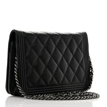 Chanel Caviar Quilted Boy Wallet On Chain WOC Black 2 of 11