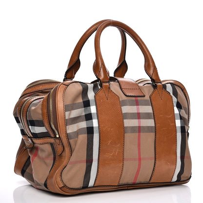 Burberry Vintage Leather House Check Tote Saddle Brown 3 of 19