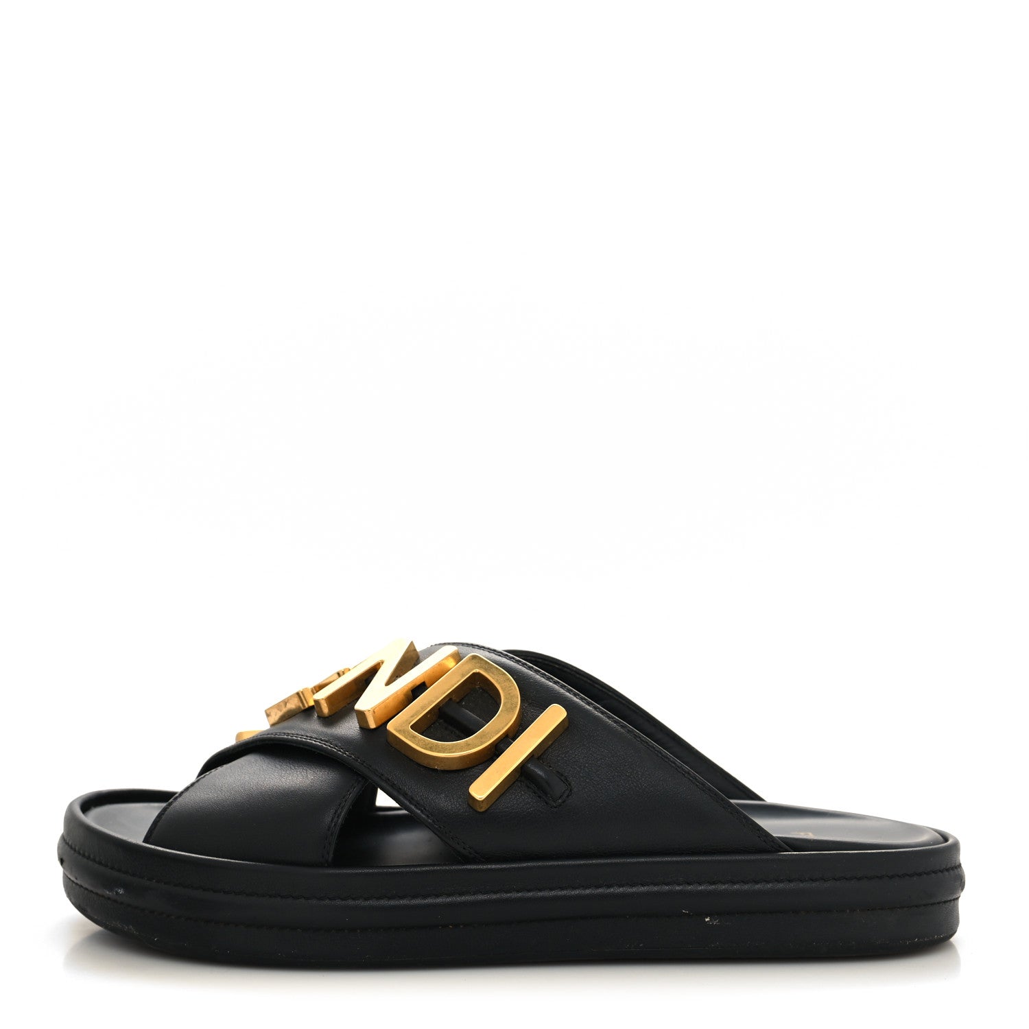Fendi Vitello Womens Fendigraphy Slide Sandals 38.5 Black 1 of 10