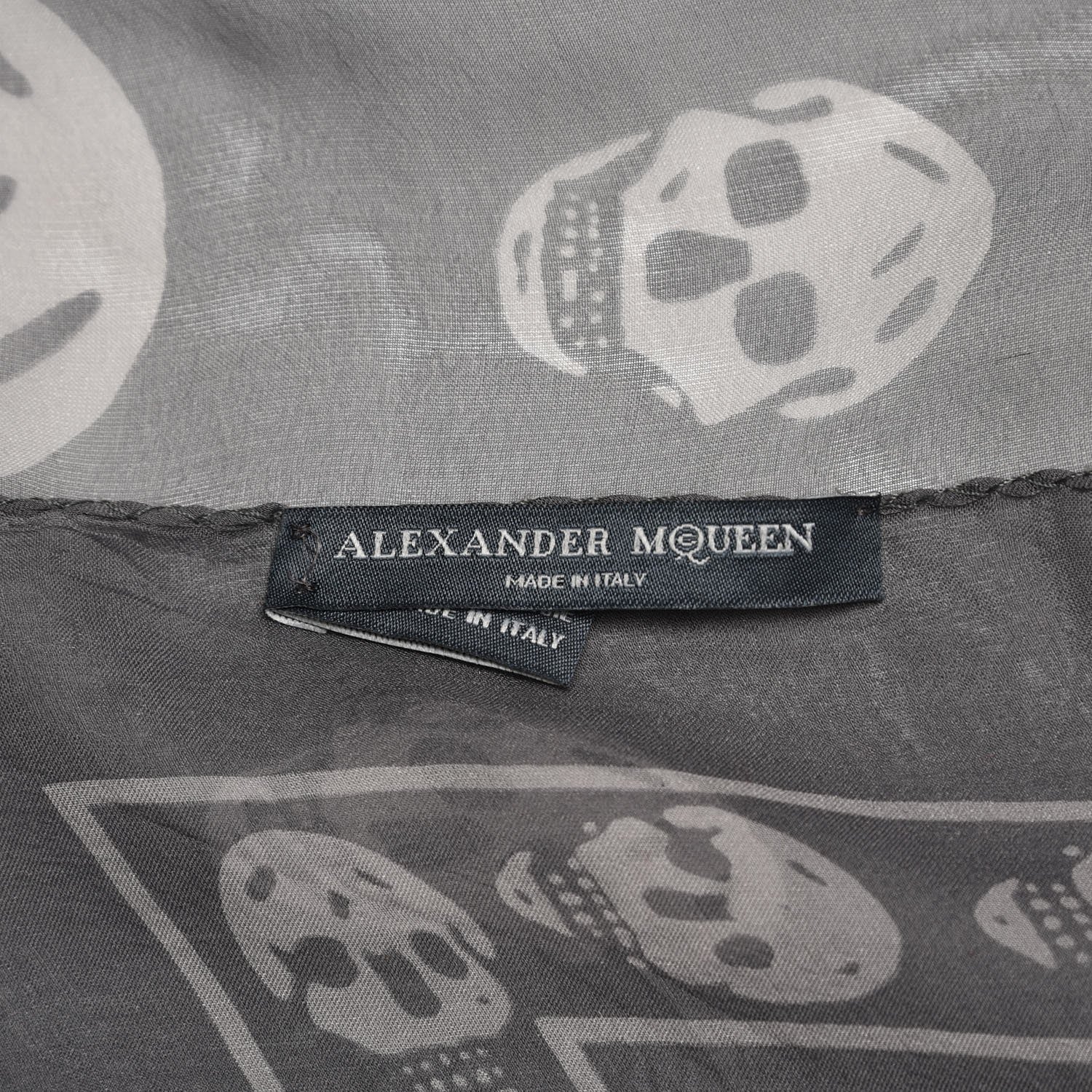 Alexander McQueen Silk Chiffon Skull Scarf Dark Grey 6 of 6