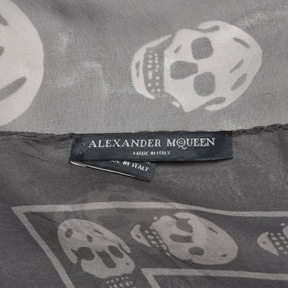 Alexander McQueen Silk Chiffon Skull Scarf Dark Grey 6 of 6