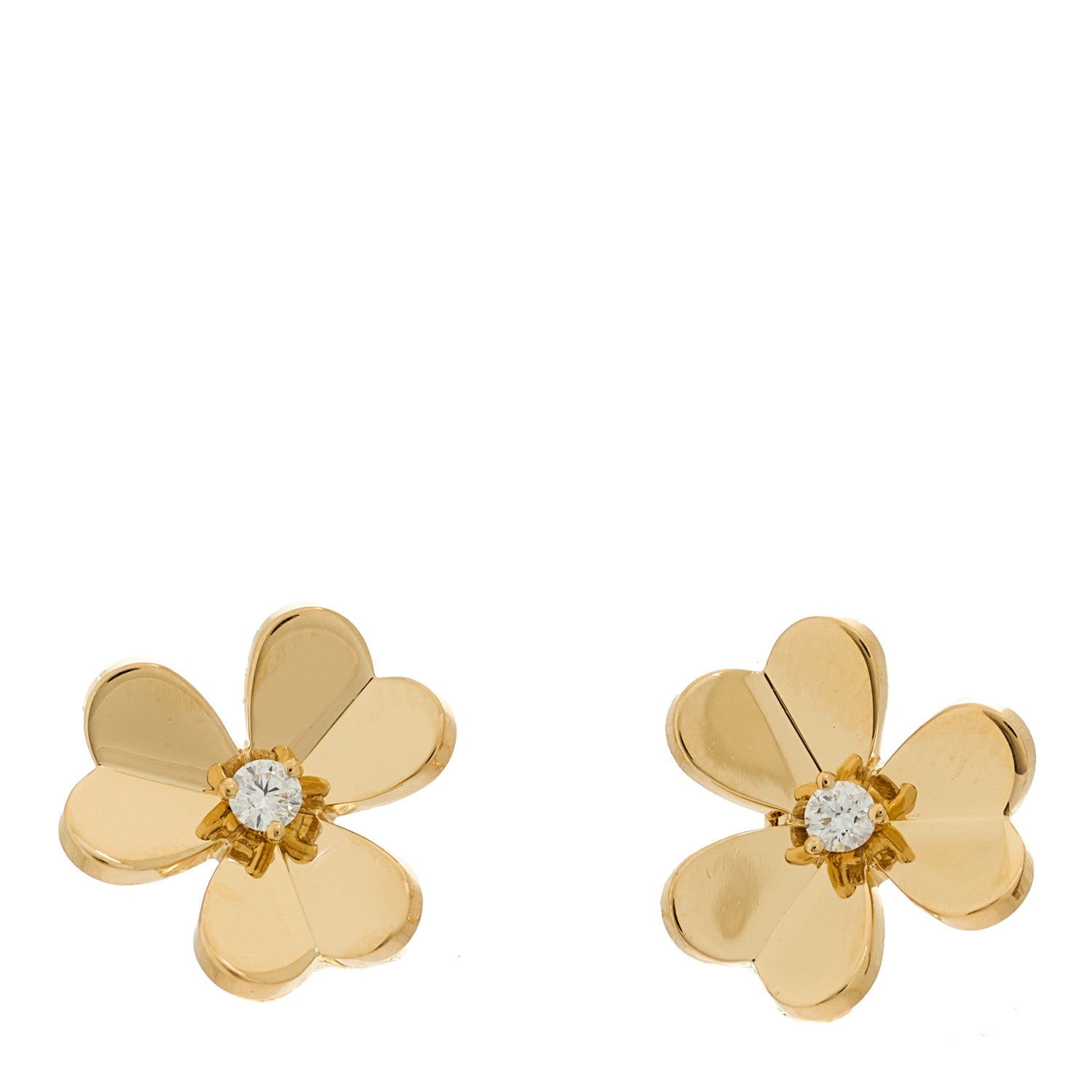 Van Cleef & Arpels 18K Yellow Gold Diamond Small Frivole Earrings 1 of 5