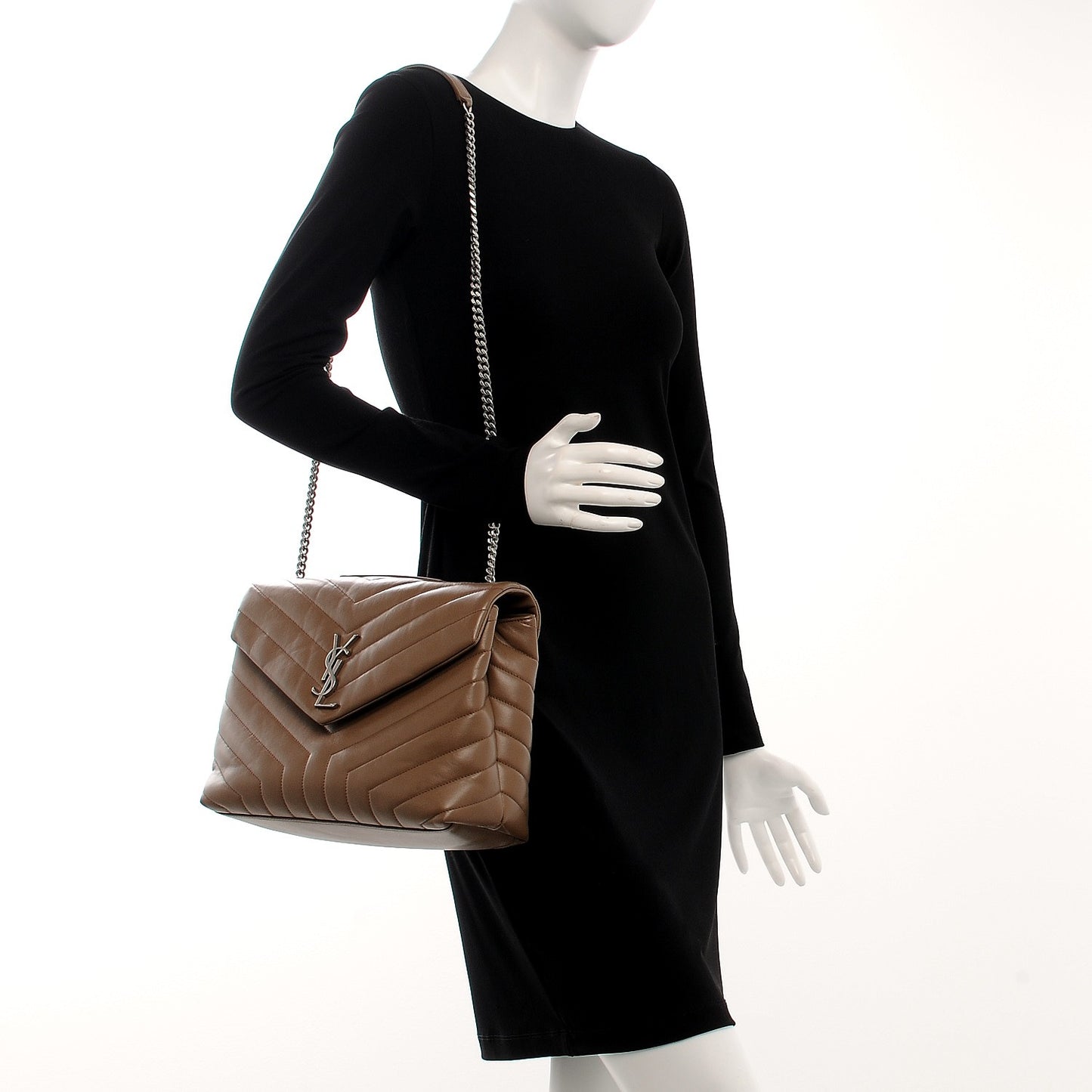 Calfskin Y Quilted Monogram Medium Loulou Chain Satchel Desert Storm