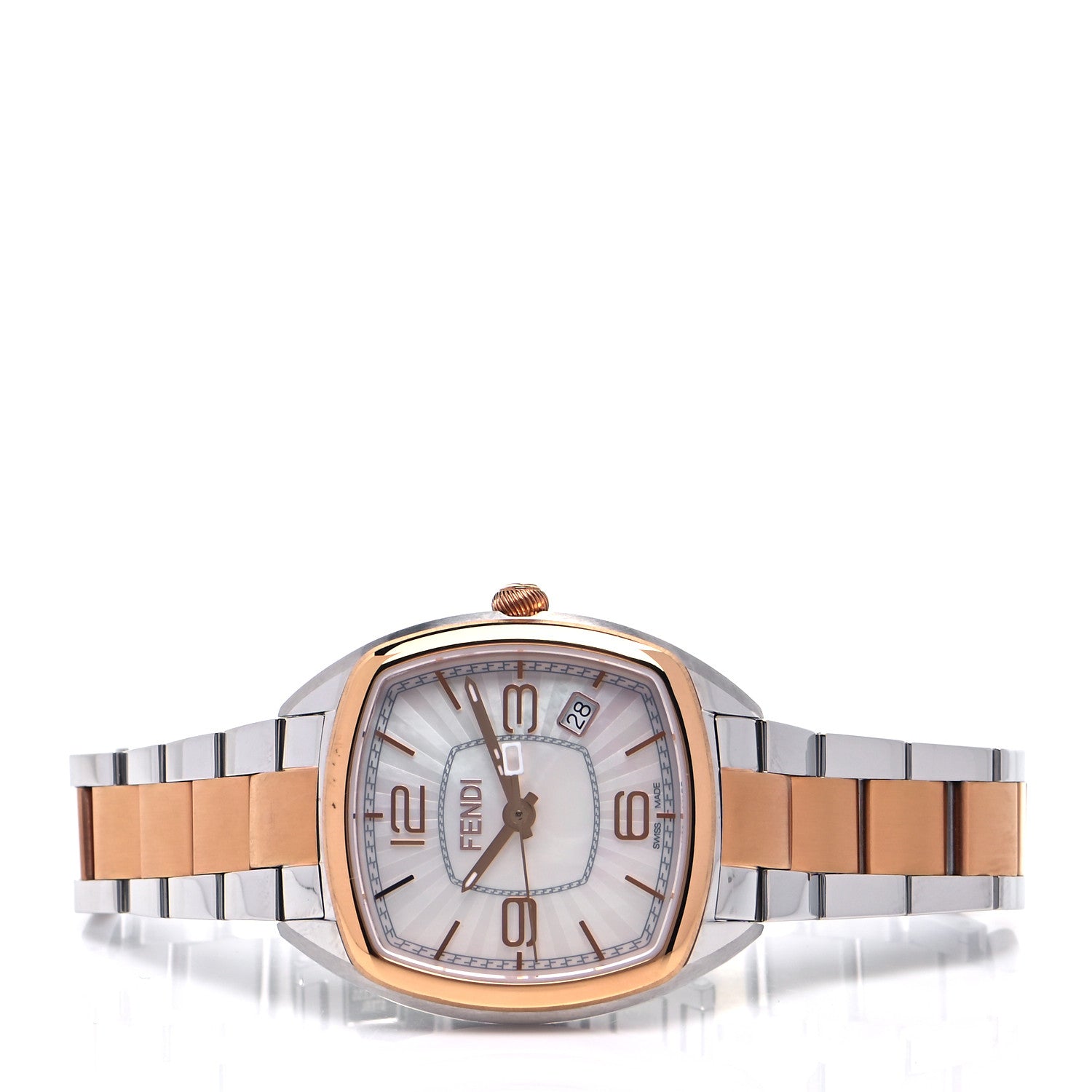Fendi Stainless Steel Mother of Pearl 32mm Momento Two Tone Quartz Watch 2 of 7