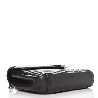 Saint Laurent Sheepskin Matelasse Chevron Monogram Medium College Bag Black 4 of 7