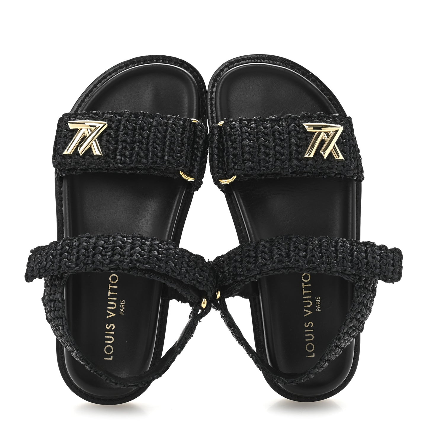 Raffia Sunset Comfort Flat Sandals 36.5 Black