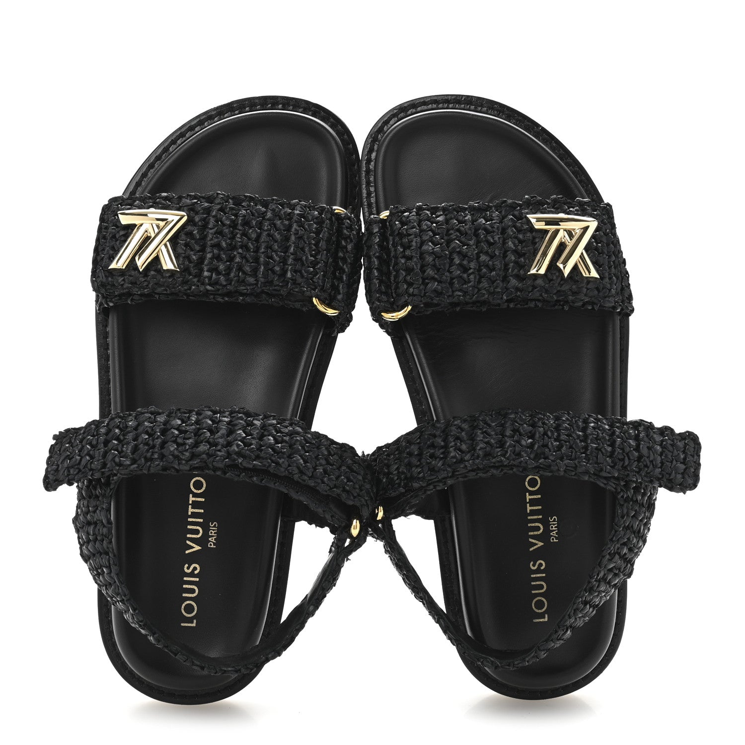 Louis Vuitton Raffia Sunset Comfort Flat Sandals 36.5 Black 2 of 9