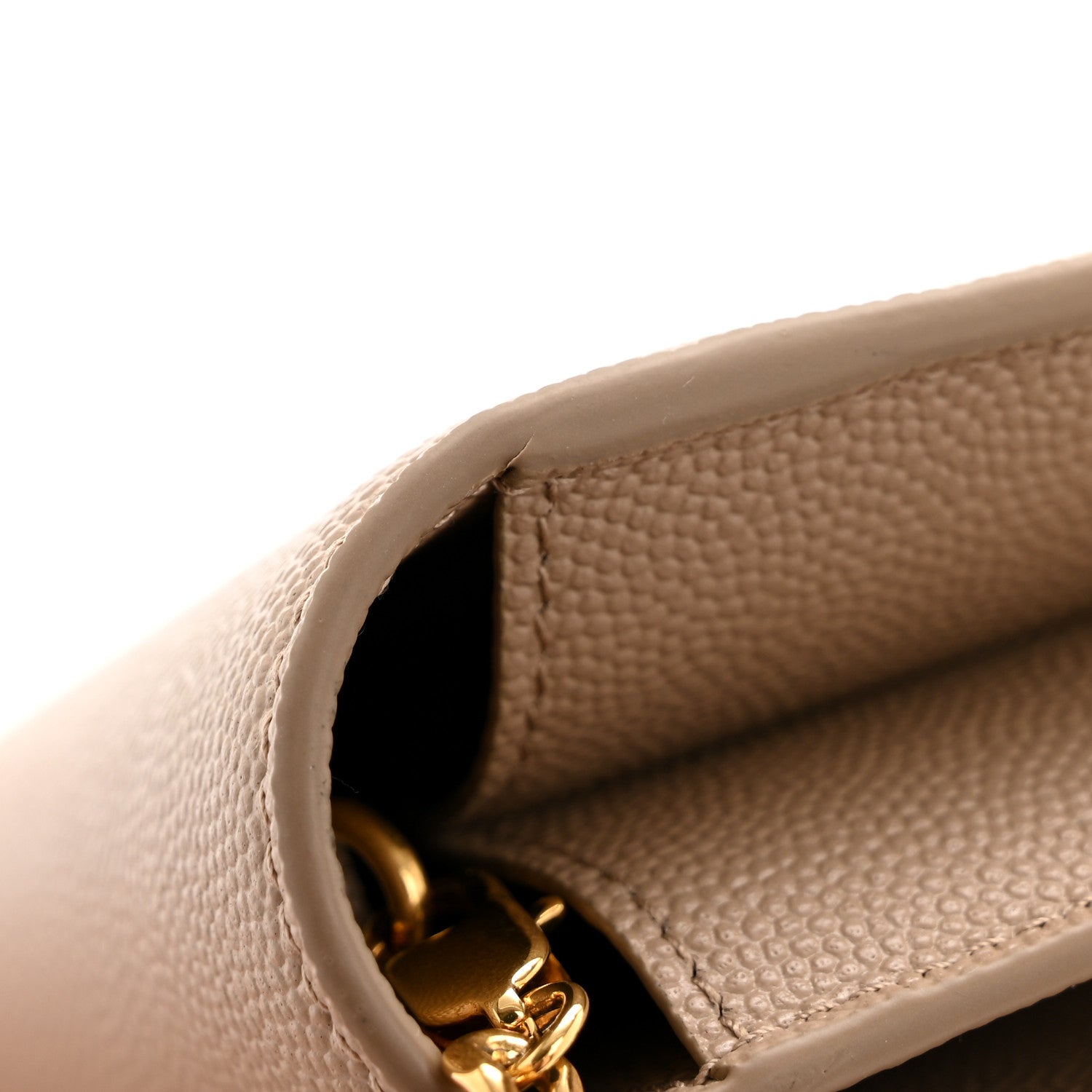 Saint Laurent Grain De Poudre Monogram Uptown Chain Wallet Taupe 14 of 14