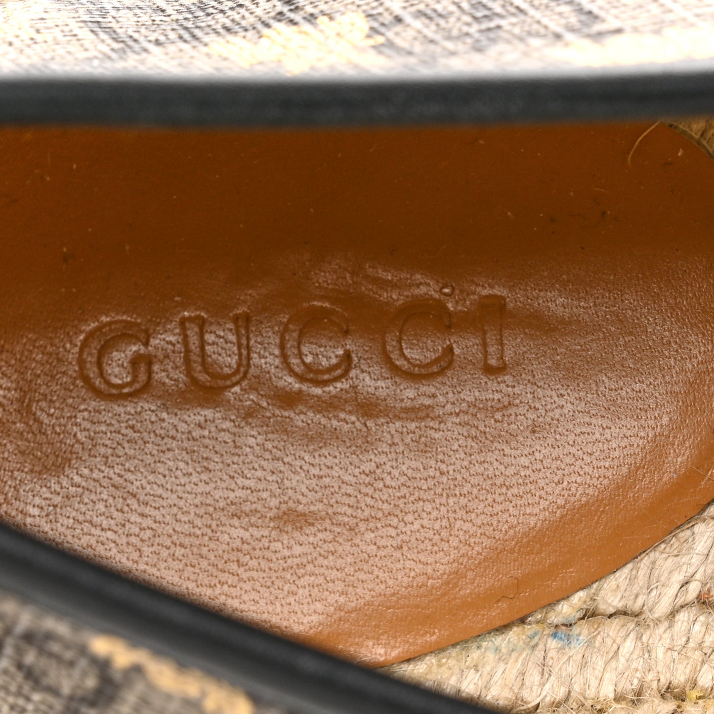 GG Supreme Monogram Bees Espadrille Flats 38 Beige Ebony Oro Black