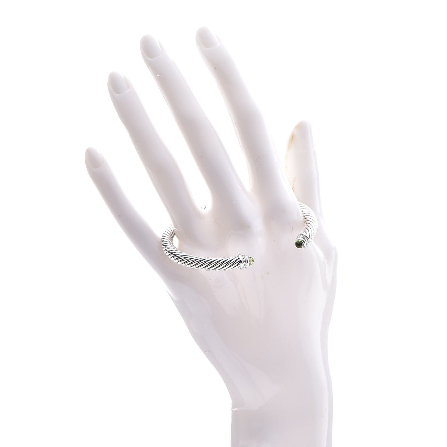 Sterling Silver Diamond Peridot 5mm Cable Classics Bracelet