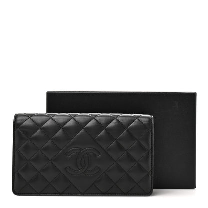 Chanel Lambskin Quilted Diamond CC Yen Wallet Black 10 of 10