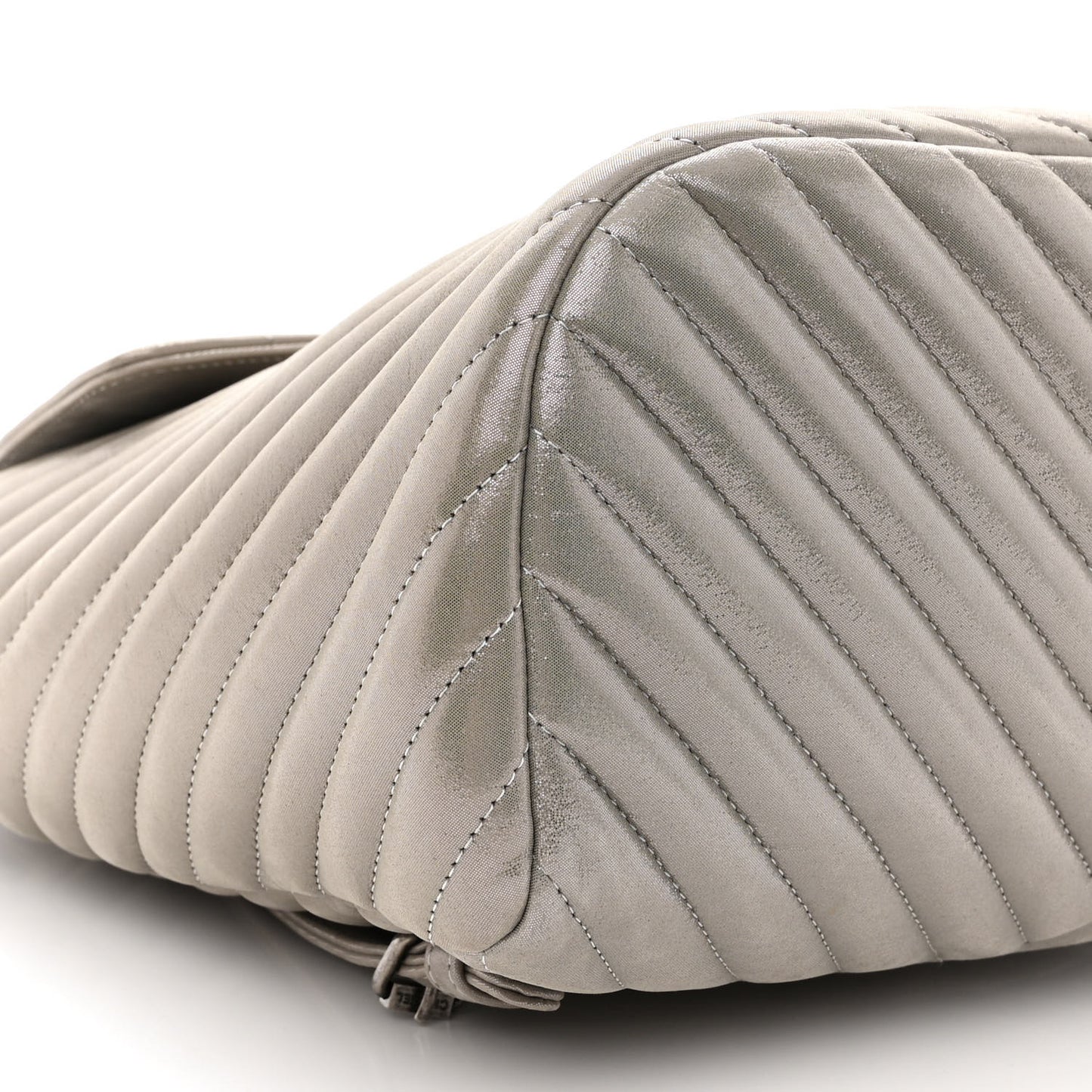 Iridescent Calfskin Chevron Quilted Small Urban Spirit Backpack Silver
