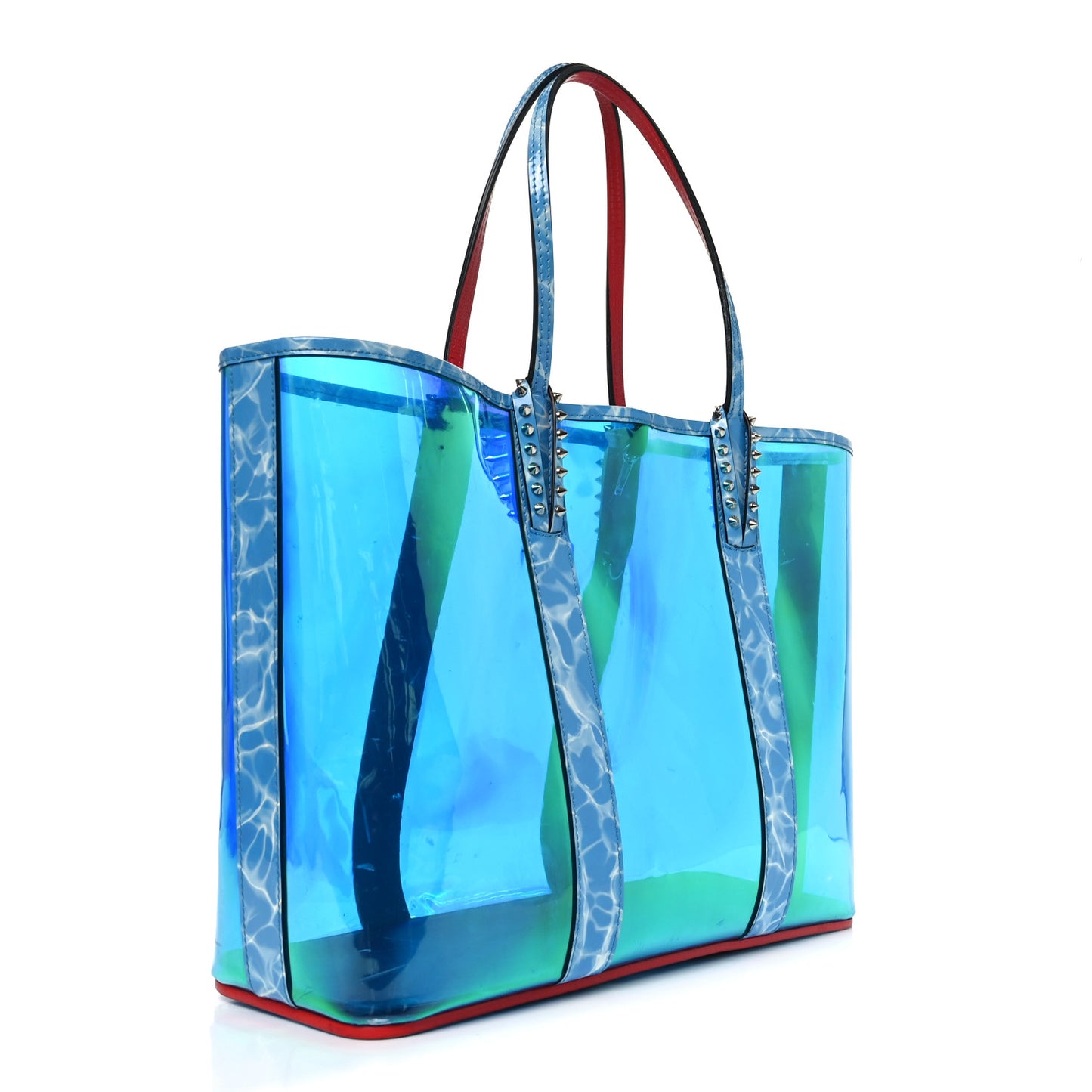 PVC Spikes East West Cabata Tote Blue