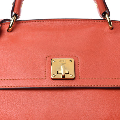 MCM Grained Calfskin Top Handle Satchel Orange 16 of 16