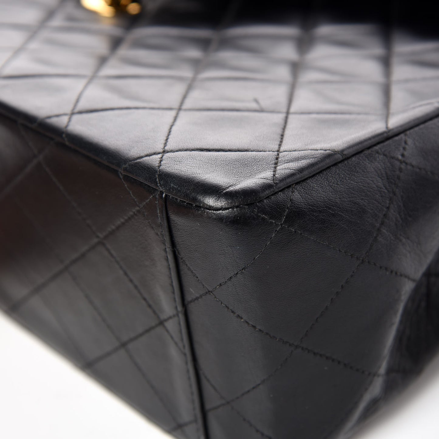 Lambskin Quilted XL Jumbo Single Flap Black