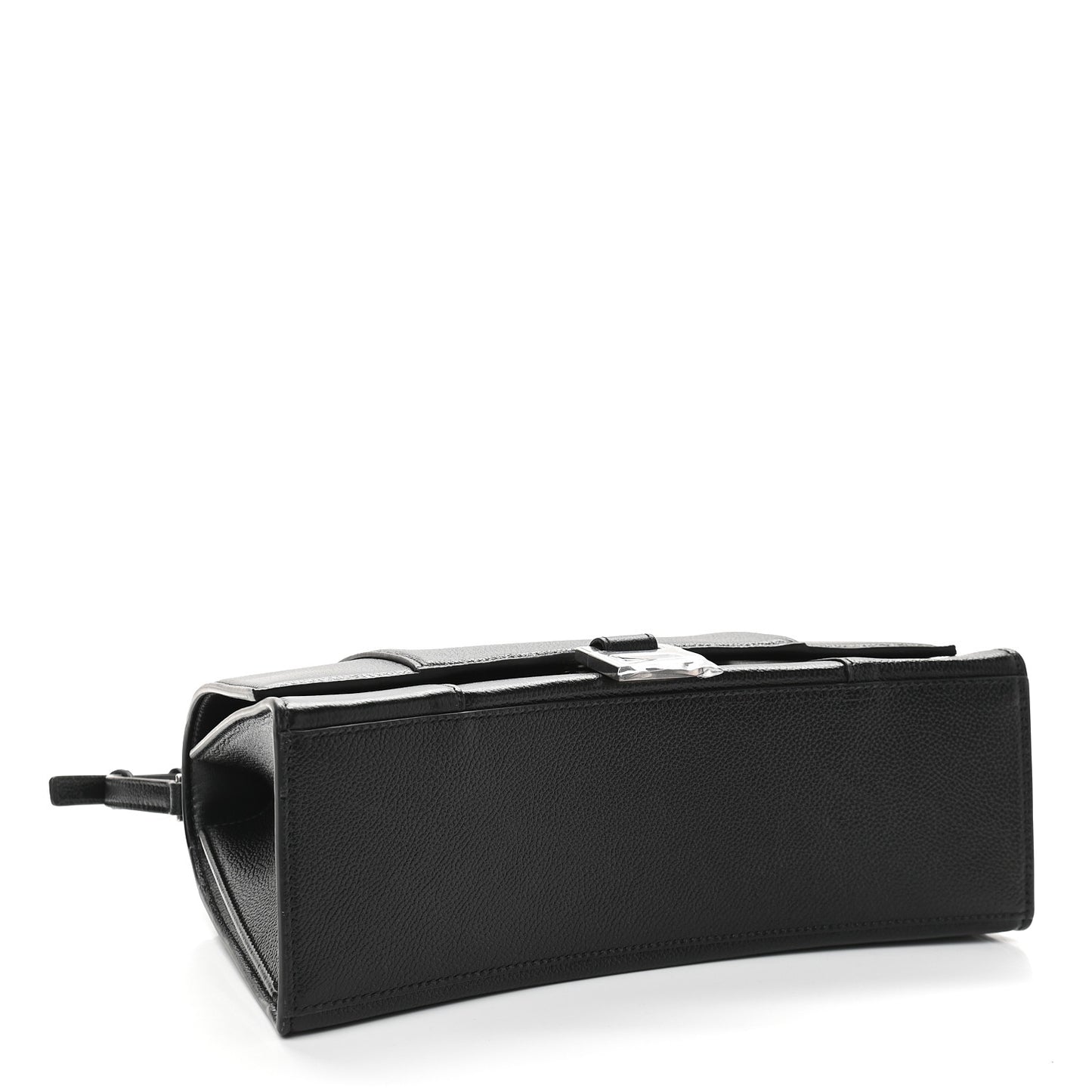 Grained Calfskin Medium Hourglass Top Handle Bag Black
