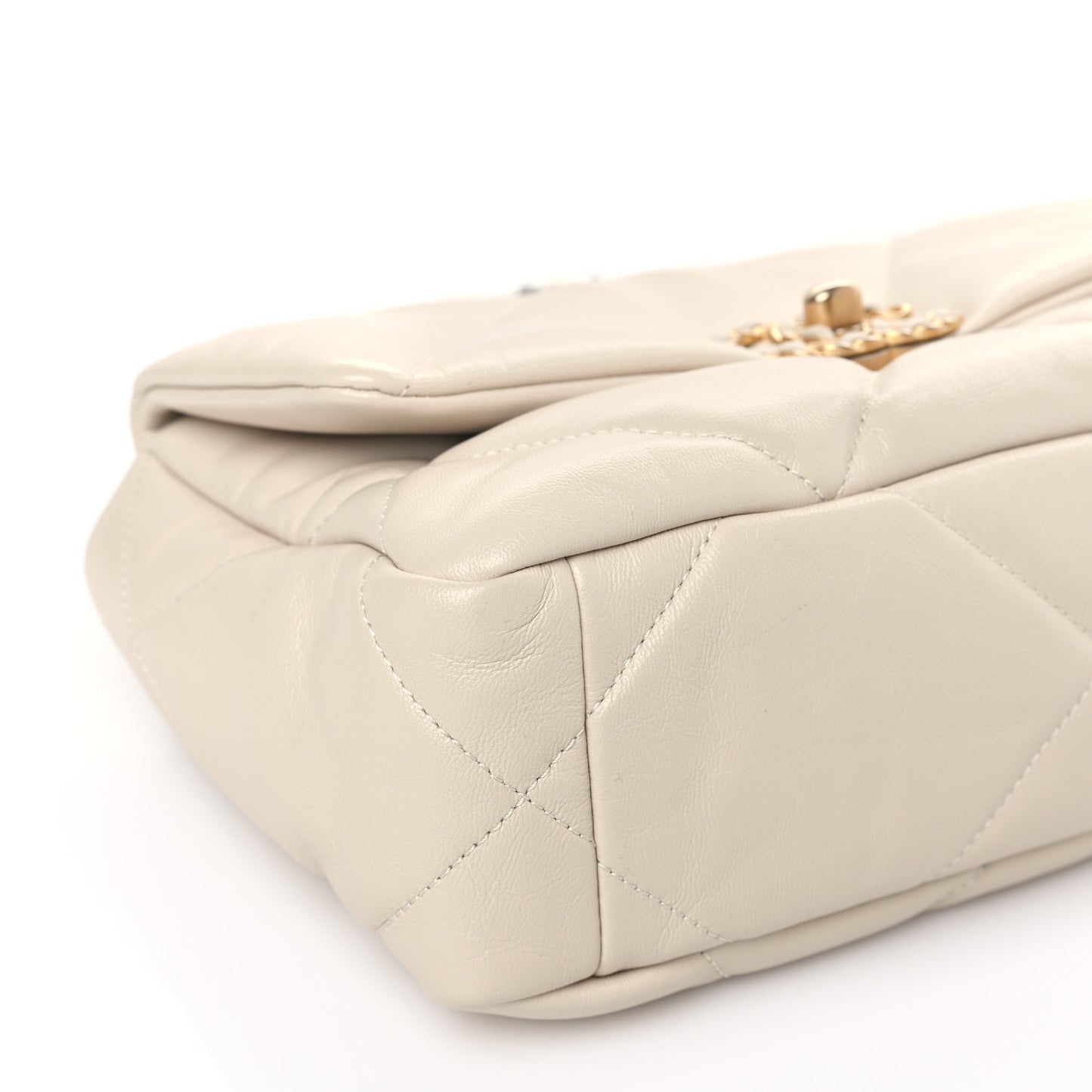 Lambskin Quilted Medium Chanel 19 Flap Light Beige
