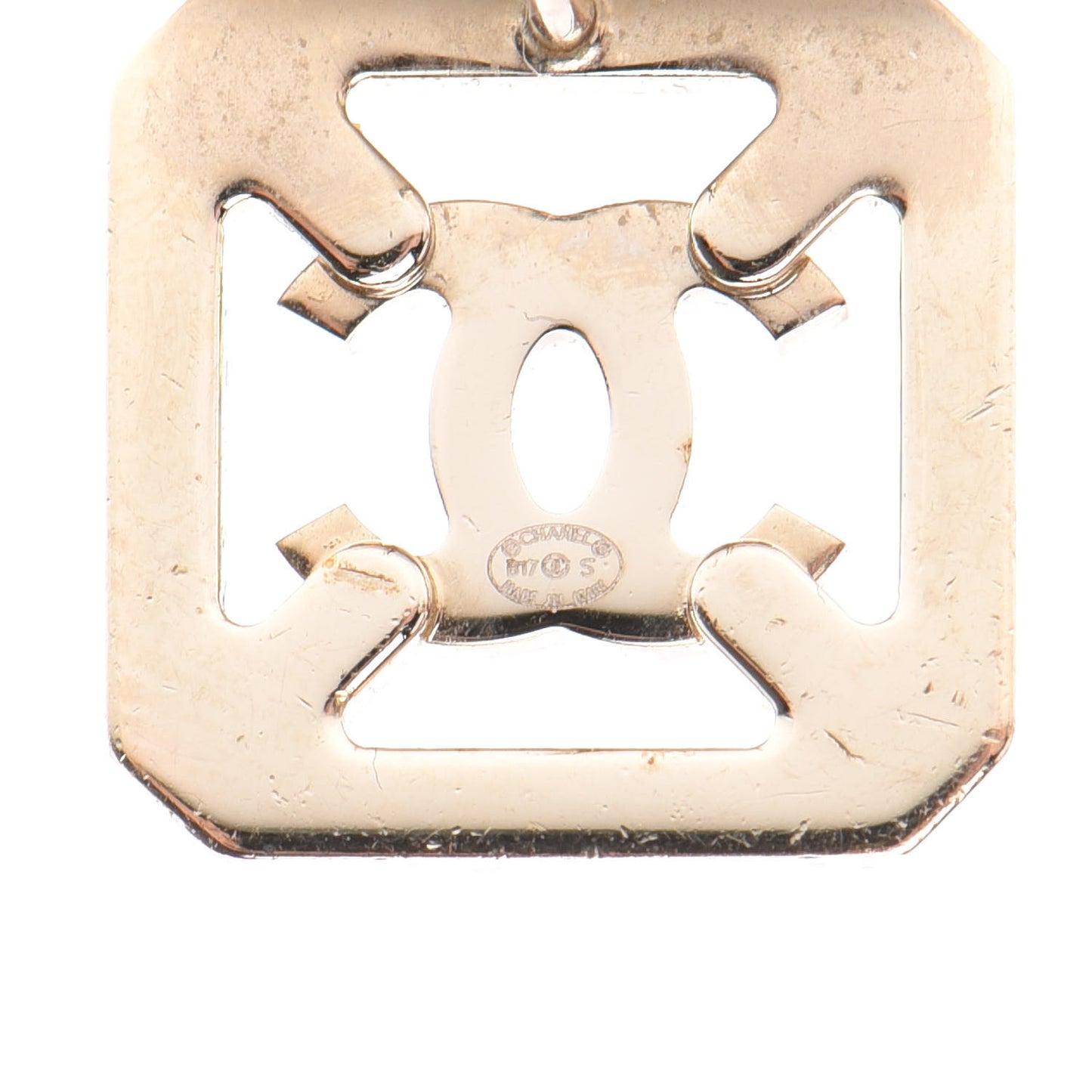 Crystal Square CC Earrings Gold Pink