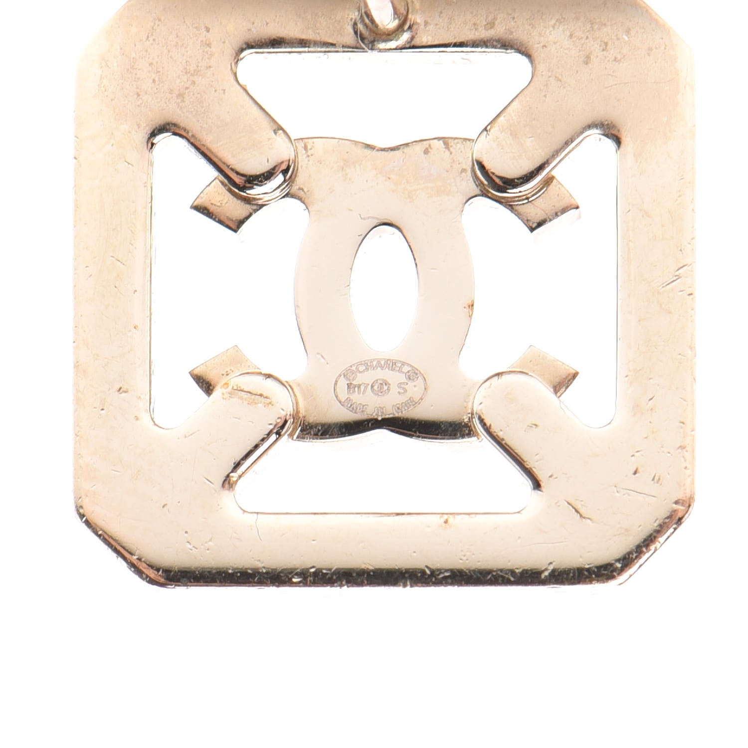 Chanel Crystal Square CC Earrings Gold Pink 4 of 7