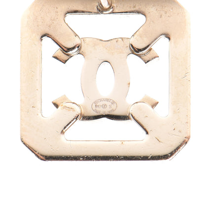 Chanel Crystal Square CC Earrings Gold Pink 4 of 7