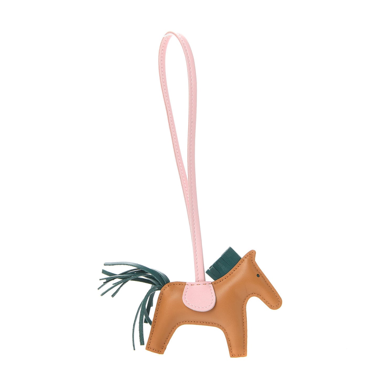 Milo Lambskin Grigri Rodeo Horse Bag Charm PM Sesame Malachite Rose Sakura
