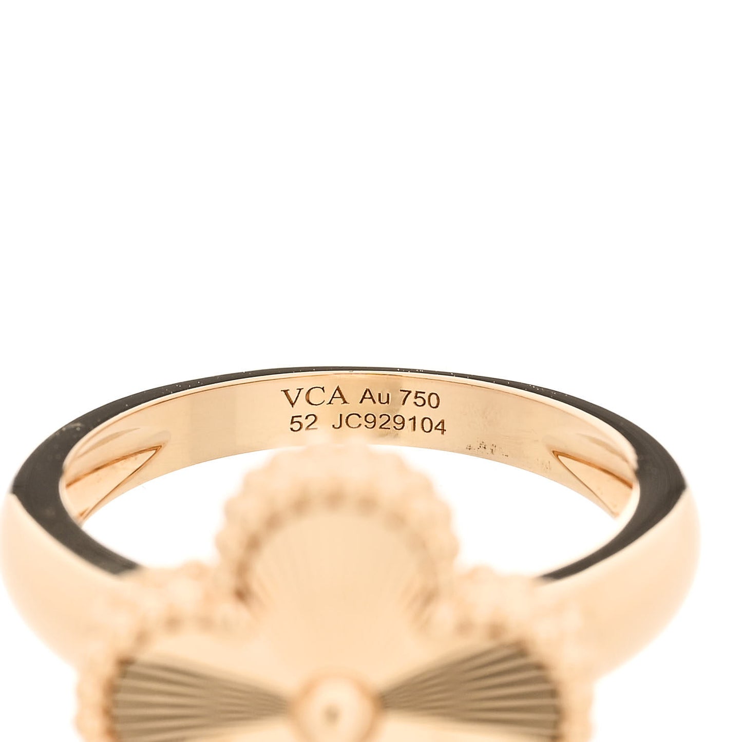 18K Yellow Gold Guilloche Vintage Alhambra Ring 52 6