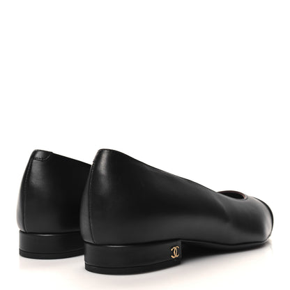 Chanel Lambskin Cap Toe Ballerina Flats 38 Black 4 of 9