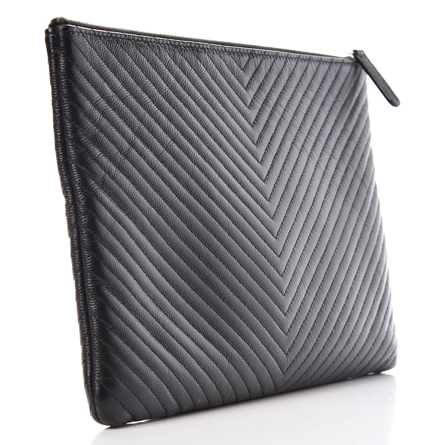 Caviar Chevron Quilted Medium Cosmetic Case Black