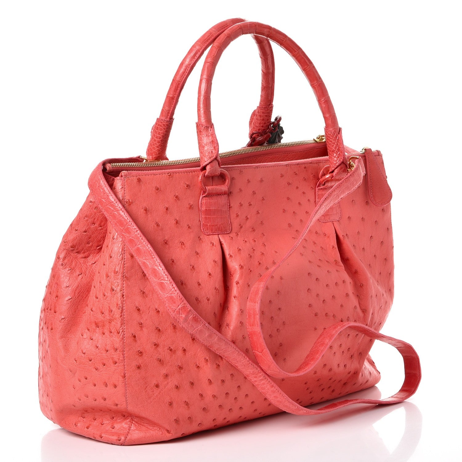Nancy Gonzalez Ostrich Crocodile Cherry Tote Pink 4 of 9