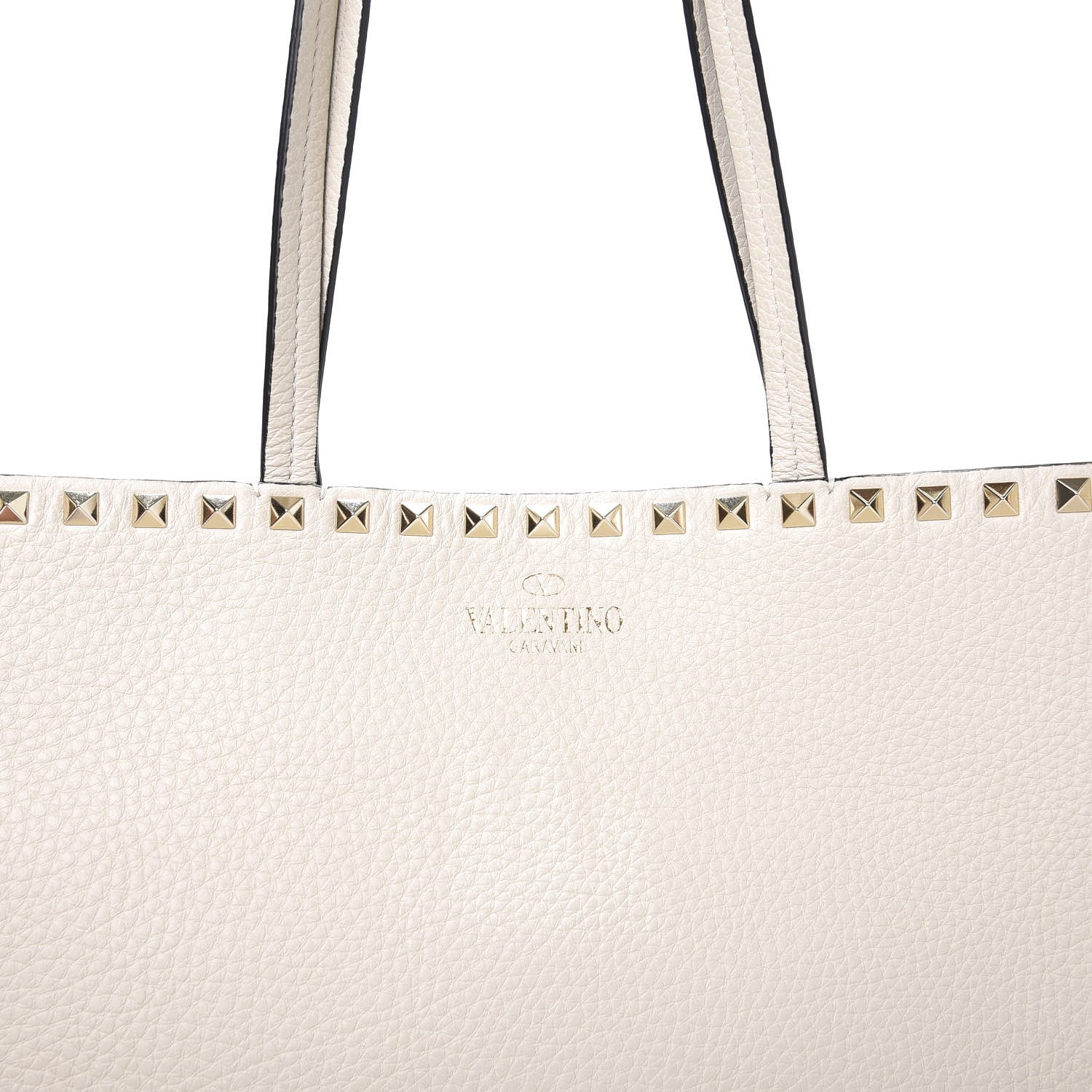 Valentino Garavani Grained Calfskin Rockstud Shoulder Tote Optic White 10 of 10