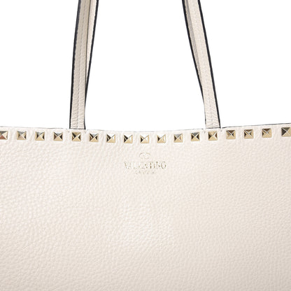 Valentino Garavani Grained Calfskin Rockstud Shoulder Tote Optic White 10 of 10