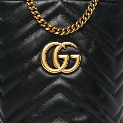 Gucci Calfskin Matelasse Mini GG Marmont 2.0 Bucket Bag Black 8 of 11