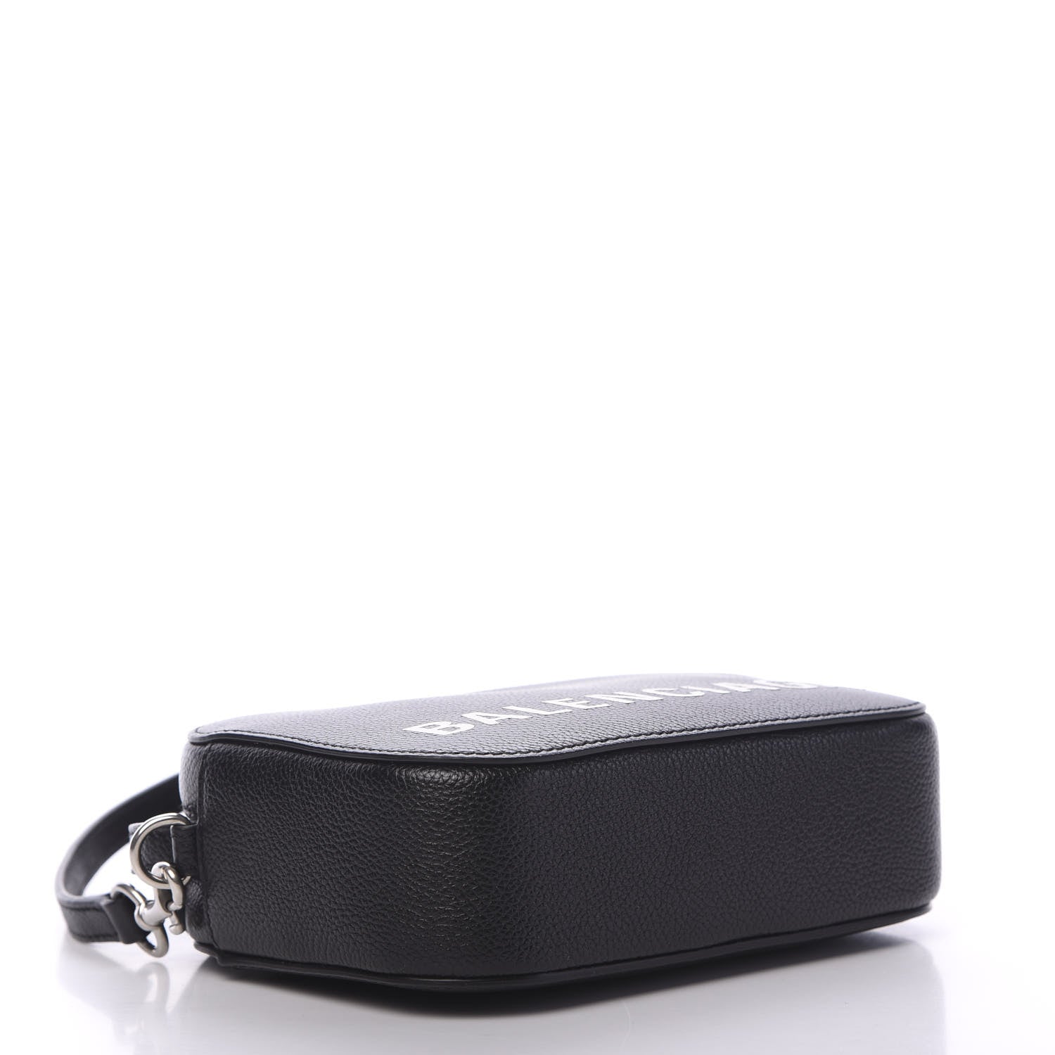 Balenciaga Grained Calfskin Logo XS Ville Top Handle Camera Bag Black White 3 of 9