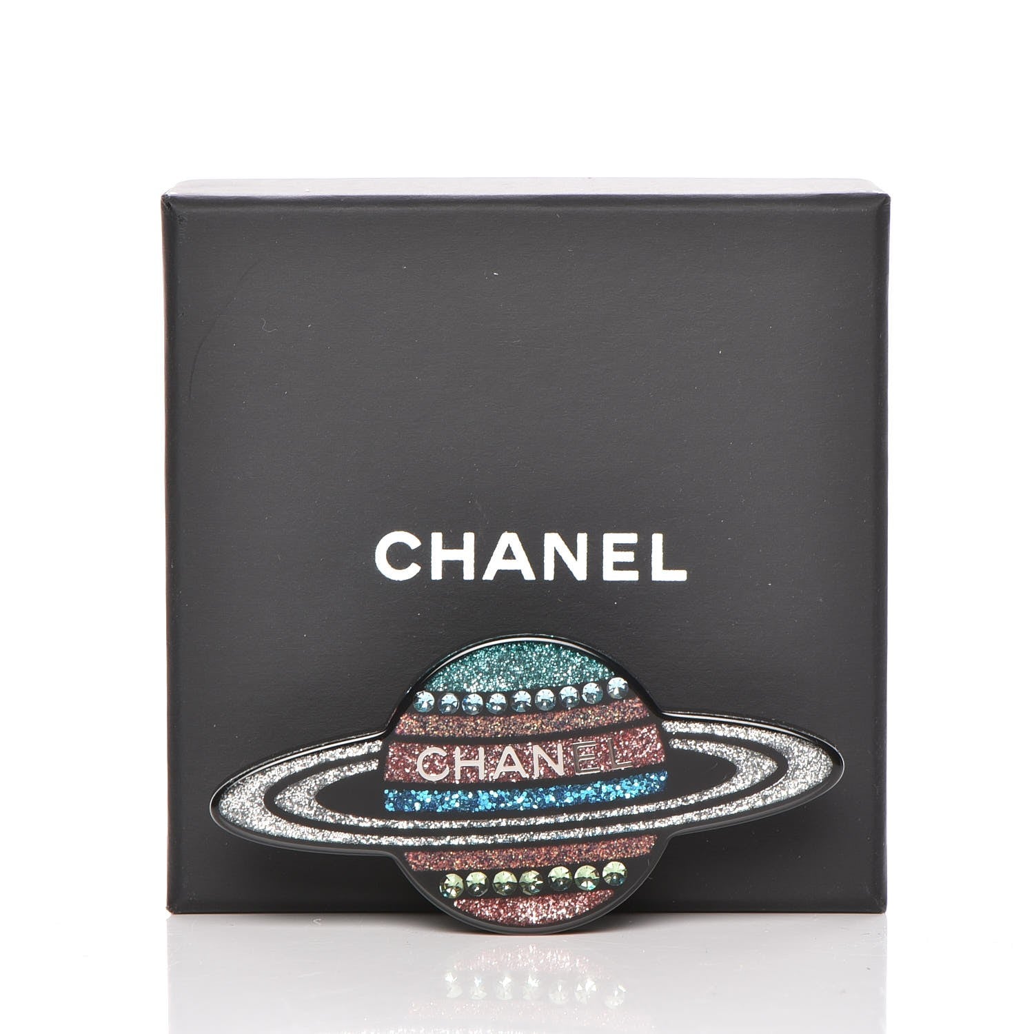 Chanel Glittered Resin Strass Planet Brooch Silver Blue Pink 5 of 5