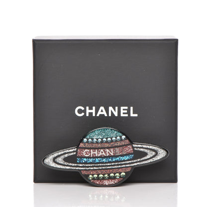 Chanel Glittered Resin Strass Planet Brooch Silver Blue Pink 5 of 5