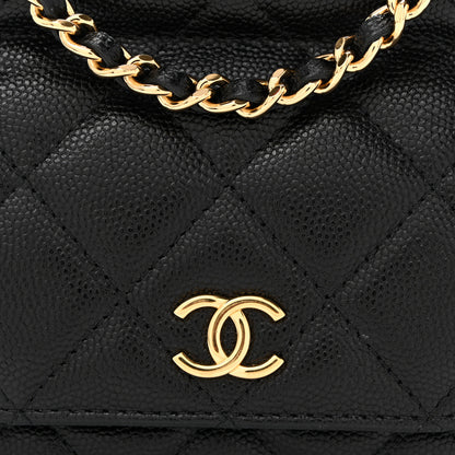 Chanel Caviar Quilted Mini Bar Flap Clutch With Chain Black 9 of 11