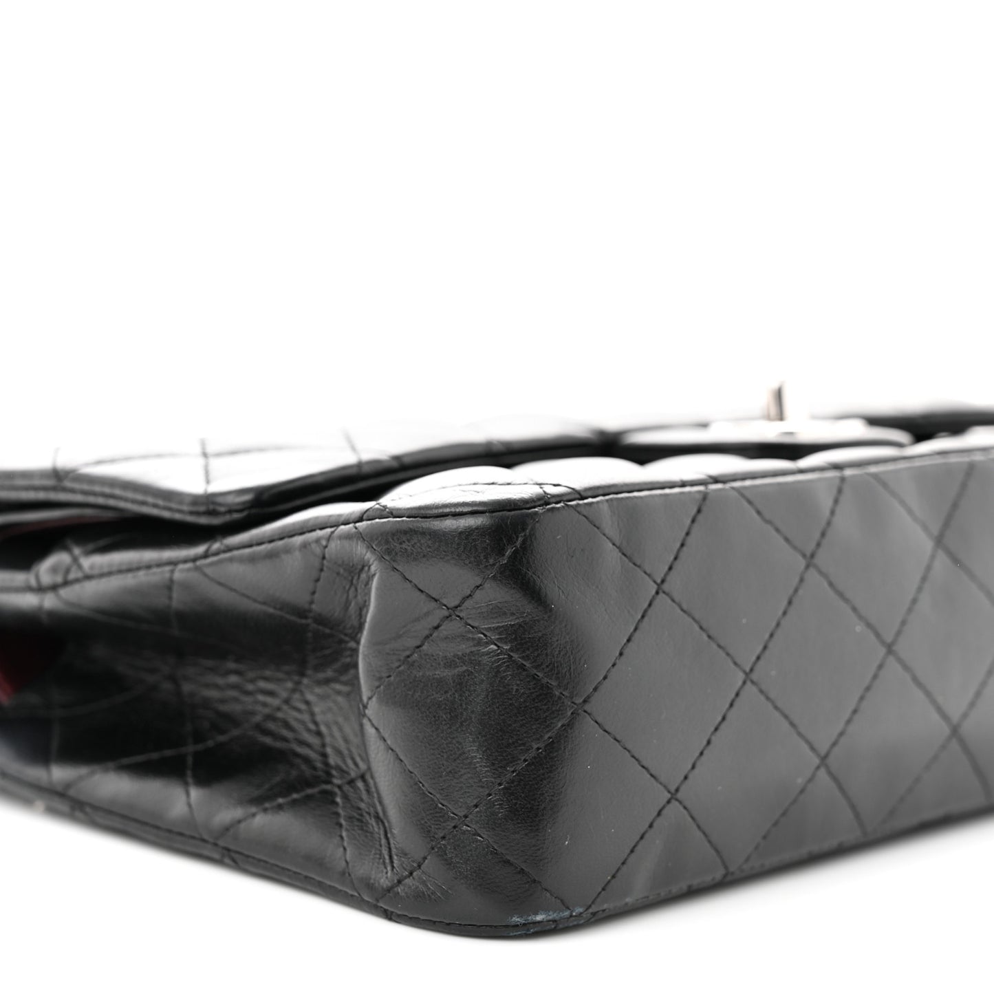 Lambskin Quilted Medium Double Flap Black